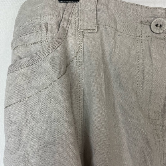 Katie’s linen blend A line skirt. Light khaki with a button zipper fly. Cute! - Picture 5 of 5